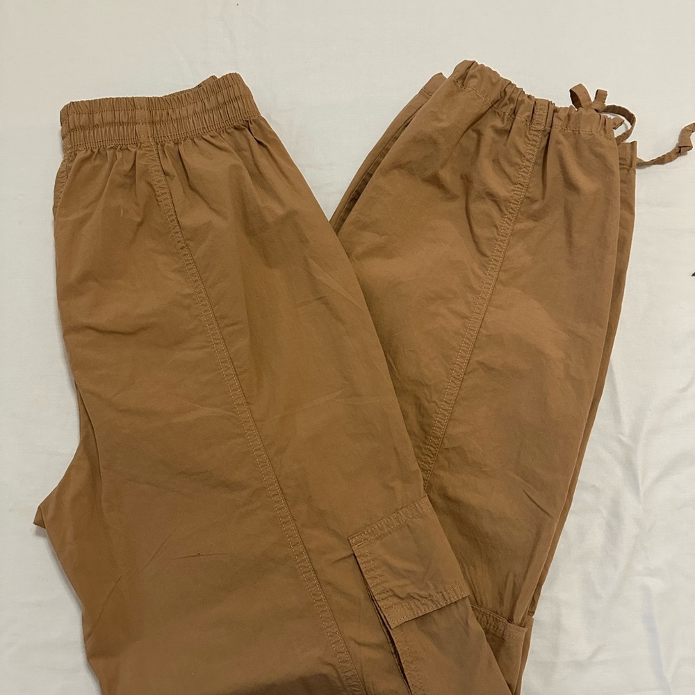 Aerie Tan Track Pants with Elastic Waistband